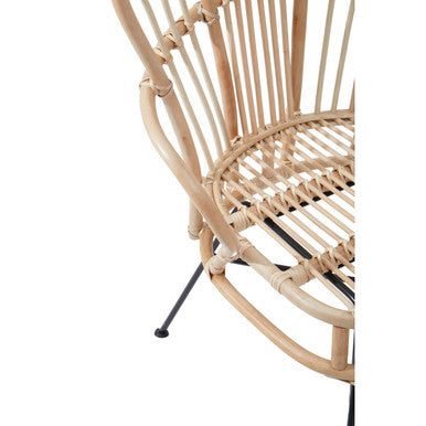 Java Natural Rattan And Black Metal Back Chair