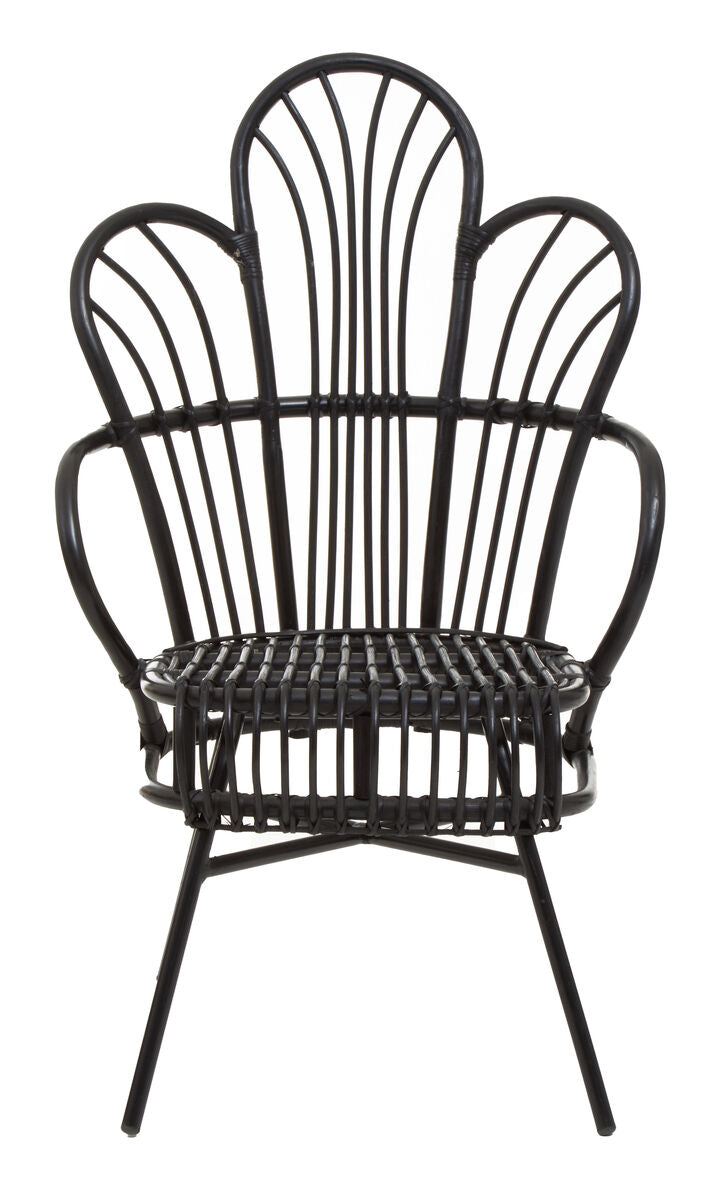 Black wicker chair on a white background