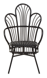 Java Black Natural Rattan And Black Metal Scalloped Back Chair
