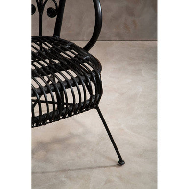 Java Black Natural Rattan Scalloped Back Chair