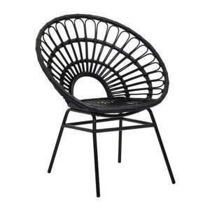 Java Black Natural Rattan Flared Back Chair