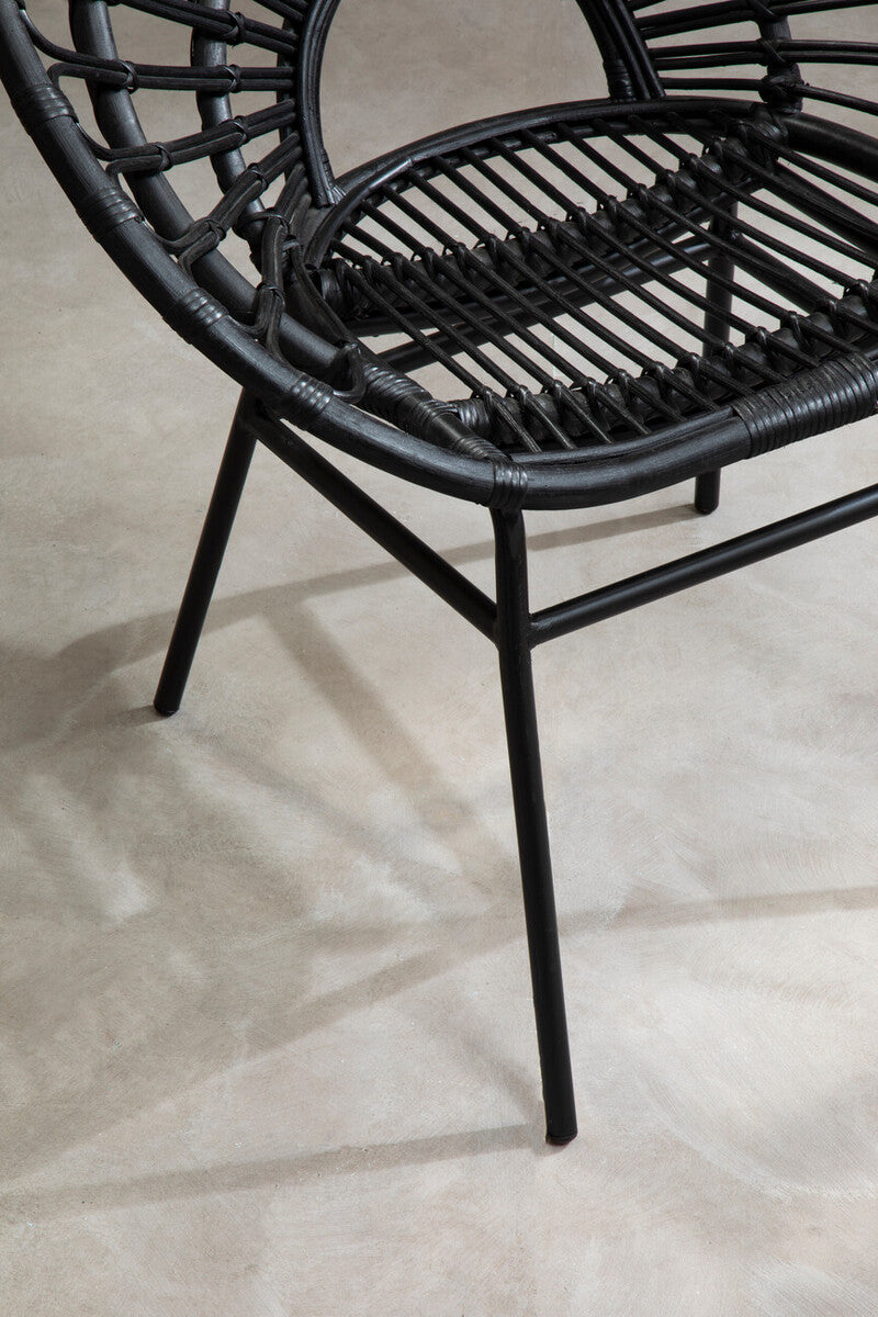 Java Black Natural Rattan Flared Back Chair