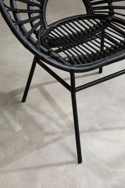 Java Black Natural Rattan Flared Back Chair