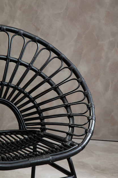 Java Black Natural Rattan Flared Back Chair