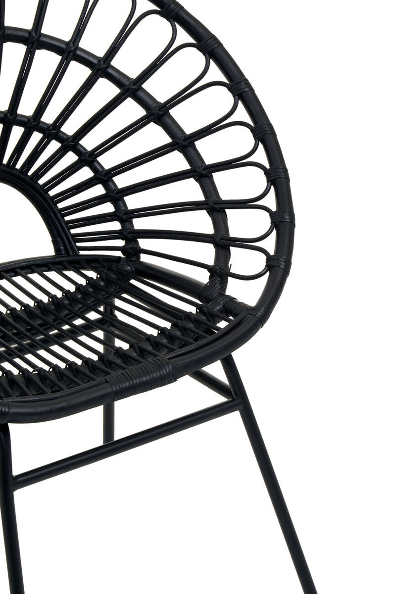 Java Black Natural Rattan Flared Back Chair