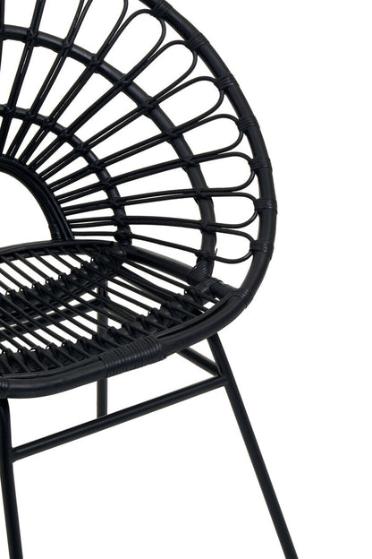 Java Black Natural Rattan Flared Back Chair