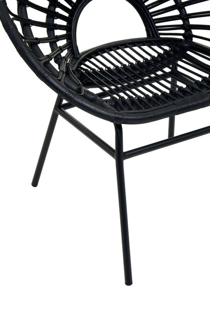 Java Black Natural Rattan Flared Back Chair