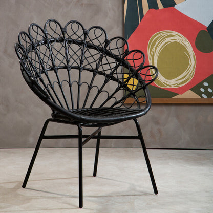Java Black Natural Rattan Peacock Chair