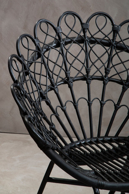 Java Black Natural Rattan Peacock Chair