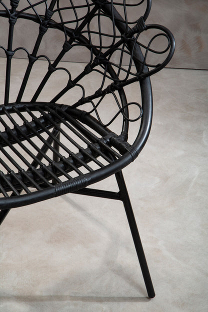 Java Black Natural Rattan Peacock Chair