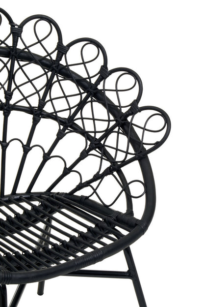 Java Black Natural Rattan Peacock Chair