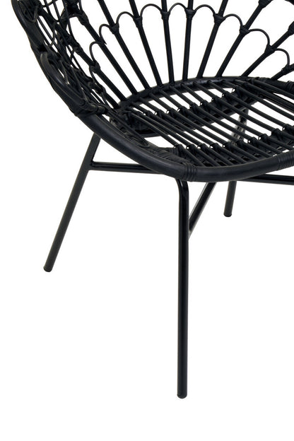 Java Black Natural Rattan Peacock Chair