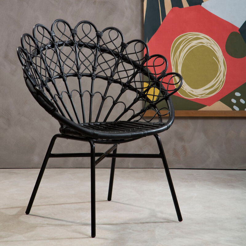 Java Black Natural Rattan Peacock Chair
