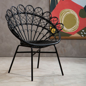 Java Black Natural Rattan Peacock Chair