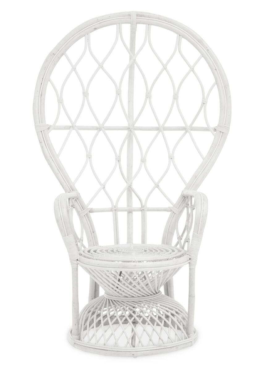 Java Grey And White Natural Rattan Curved Chair