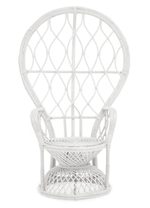 Java Grey And White Natural Rattan Curved Chair