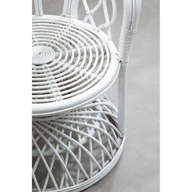 Java Grey And White Natural Rattan Curved Chair