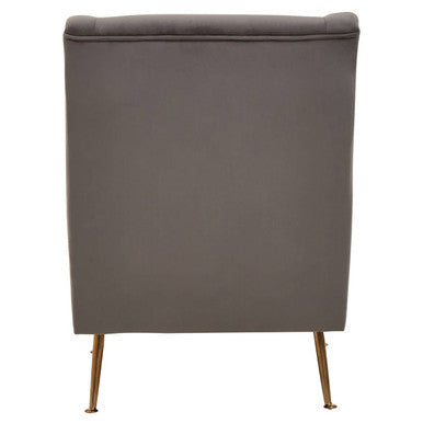 Doucet Grey Velvet Chair With Gold Finish Legs - Image 5
