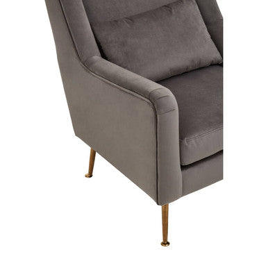 Doucet Grey Velvet Chair With Gold Finish Legs - Image 6