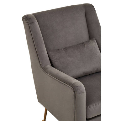Doucet Grey Velvet Chair With Gold Finish Legs - Image 7