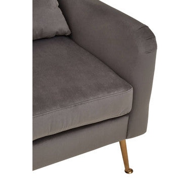 Doucet Grey Velvet Chair With Gold Finish Legs - Image 9