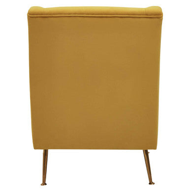 Doucet Yellow Velvet Chair With Gold Finish Legs - Image 5
