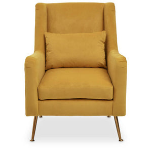 Doucet Yellow Velvet Chair With Gold Finish Legs