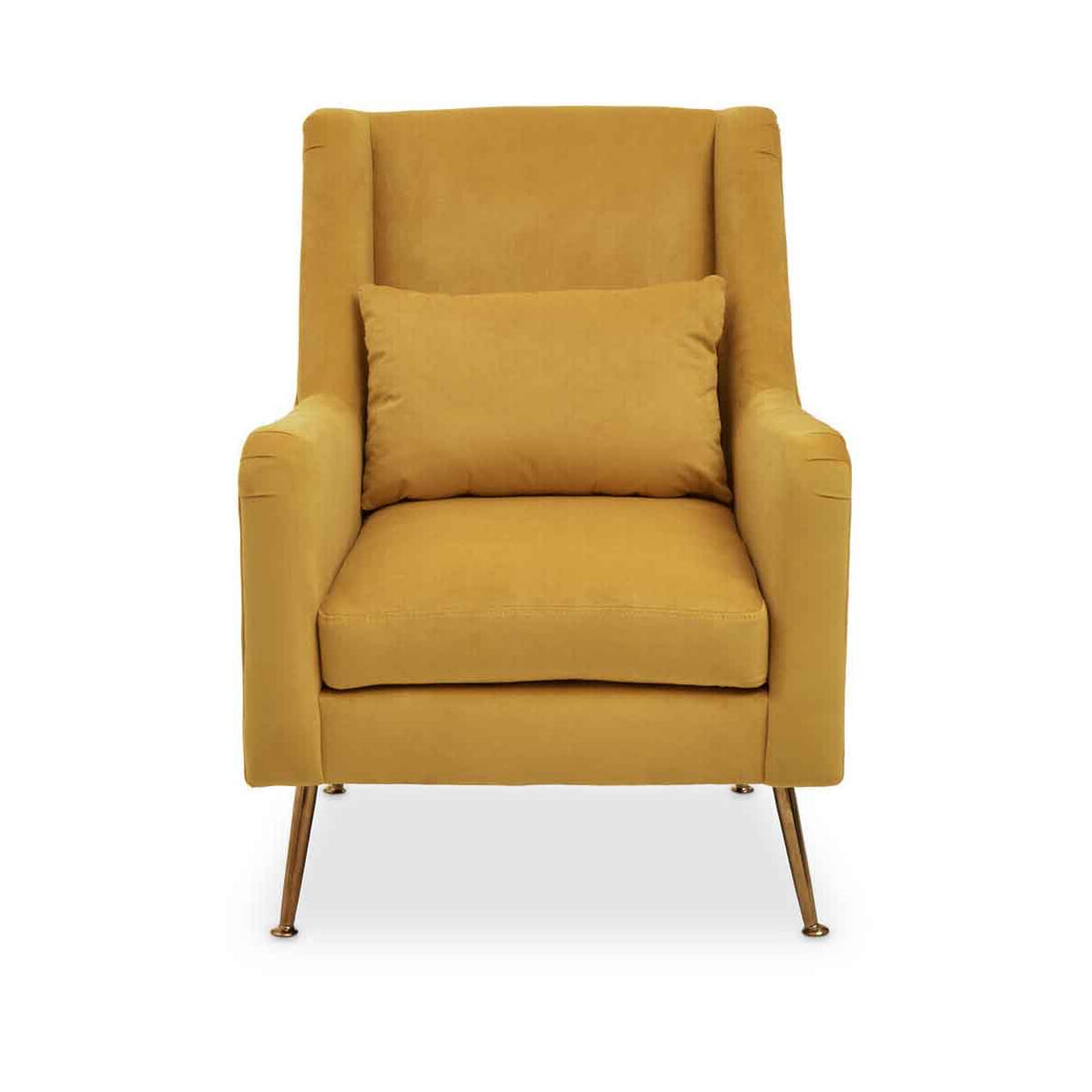 Doucet Yellow Velvet Chair With Gold Finish Legs