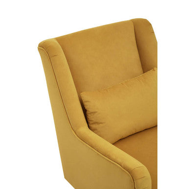 Doucet Yellow Velvet Chair With Gold Finish Legs - Image 7