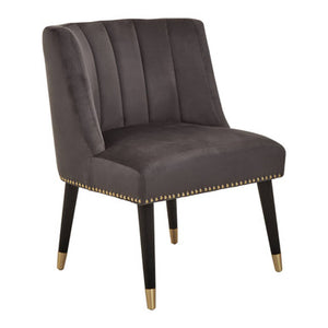Doucet Stone Grey Velvet Chair With Blac