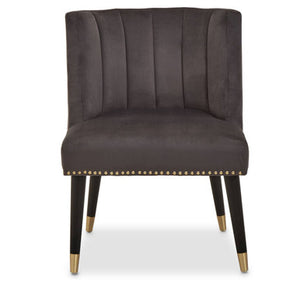 Doucet Grey Velvet Dining Chair With Black Legs