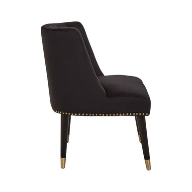 Doucet Black Velvet Chair With Black Leg