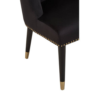 Doucet Black Velvet Chair With Black Leg