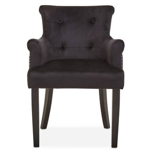 Doucet Black Velvet Dining Chair With Ring Back