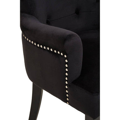 Doucet Black Velvet Dining Chair With Ring Back - Image 9
