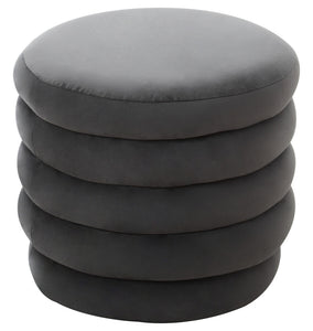 Helen Graphite Velvet Round Footstool