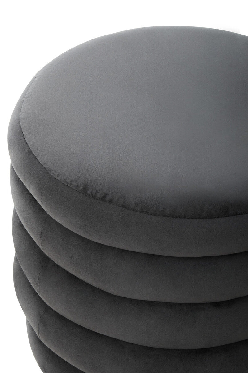 Helen Graphite Velvet Round Footstool