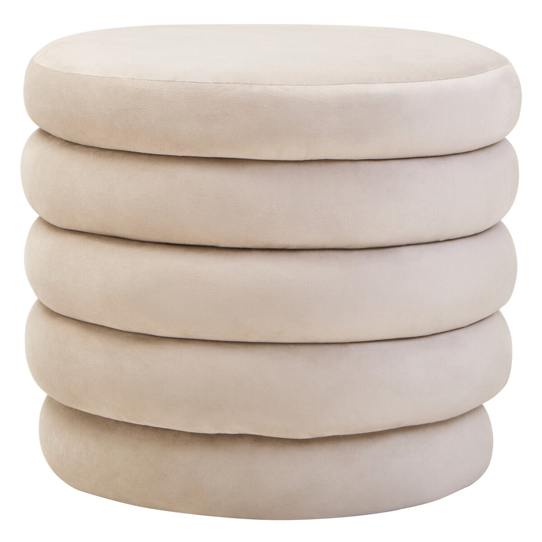 Helen Cream Velvet Round Footstool