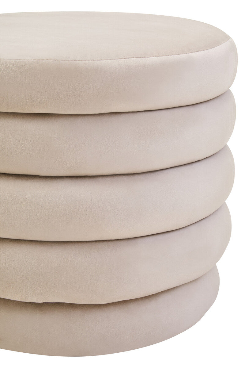 Helen Cream Velvet Round Footstool