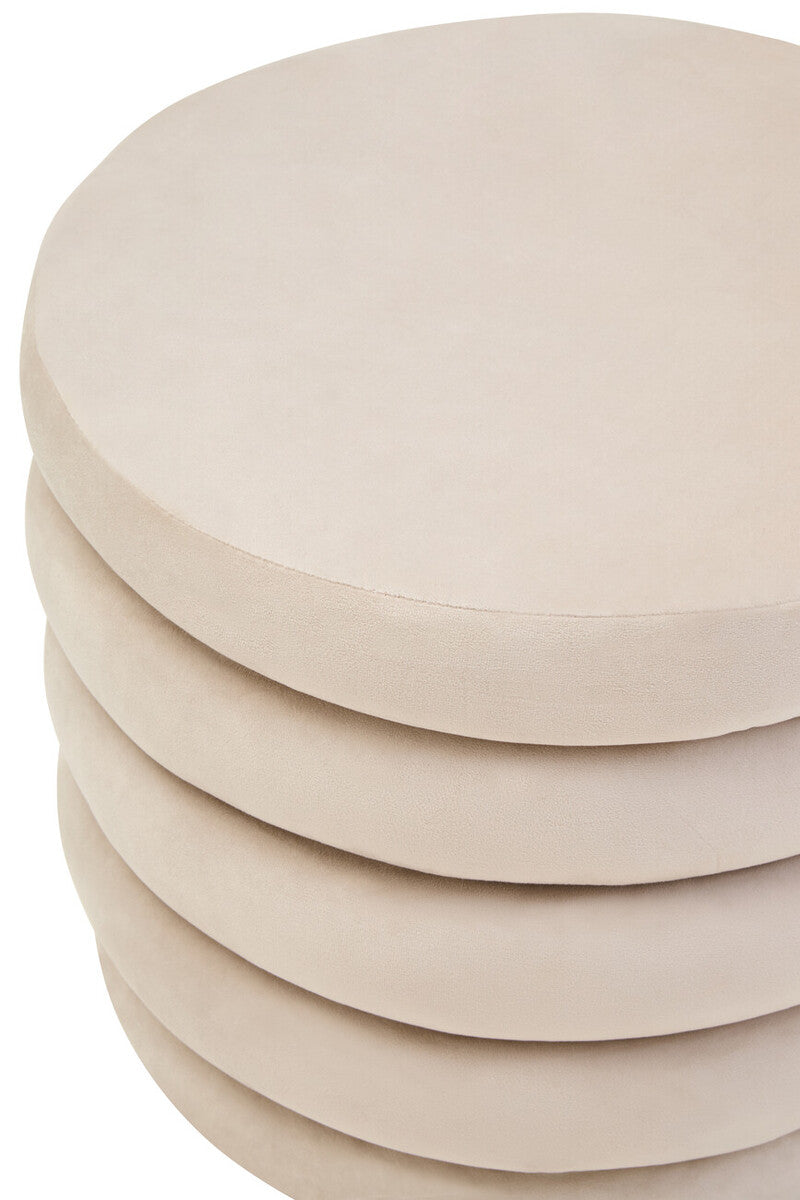Helen Cream Velvet Round Footstool