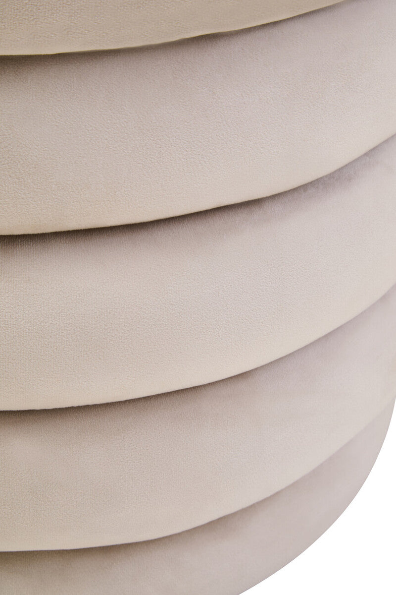 Helen Cream Velvet Round Footstool - Image 12