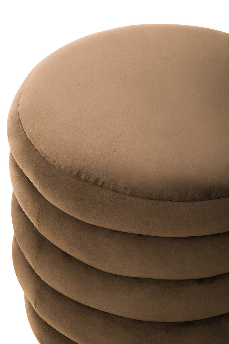 Helen Mink Velvet Round Footstool - Image 5