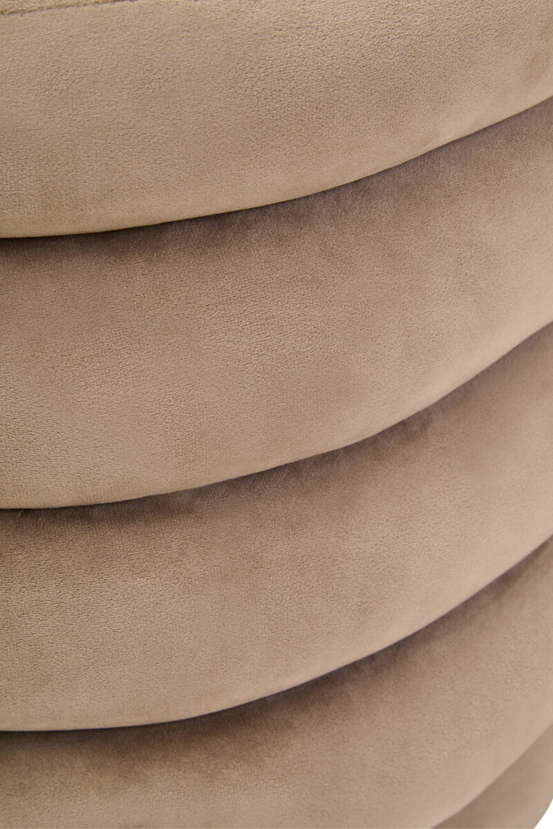 Helen Mink Velvet Round Footstool - Image 4