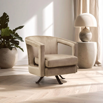 Hestia Mink Velvet Revolving Chair