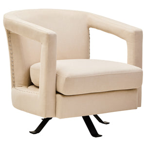 Hestia Beige Velvet Revolving Chair