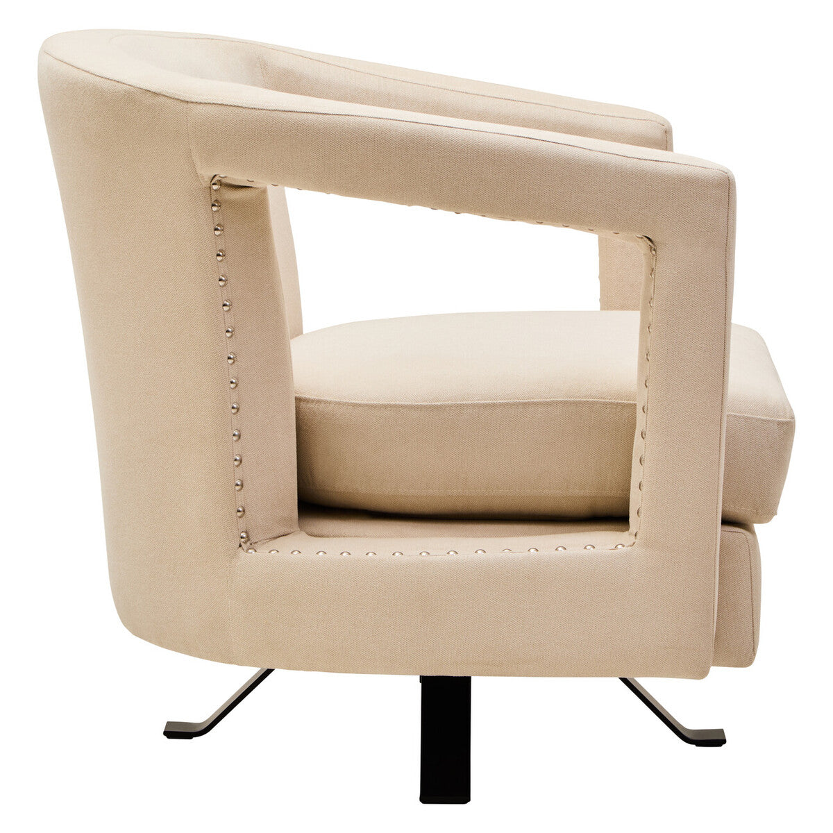 Hestia Beige Velvet Revolving Chair