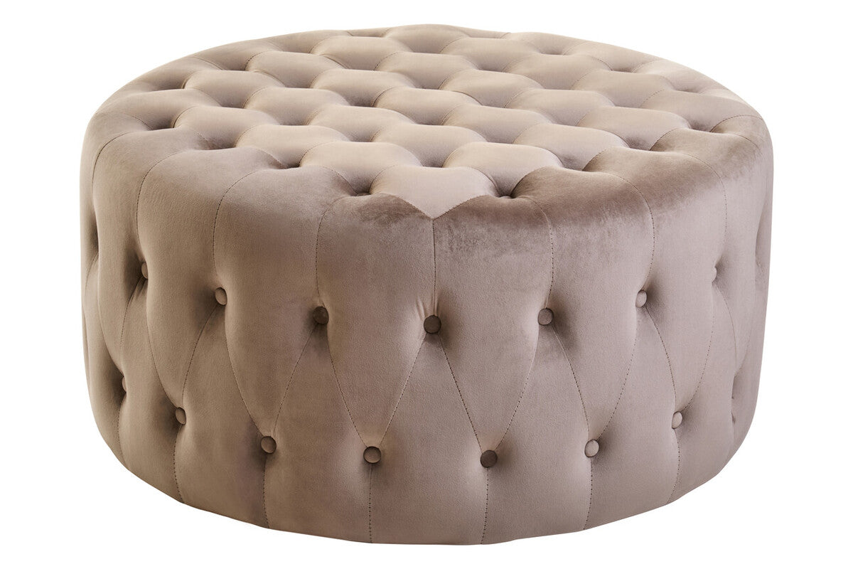 Haley Mink Velvet Round Footstool