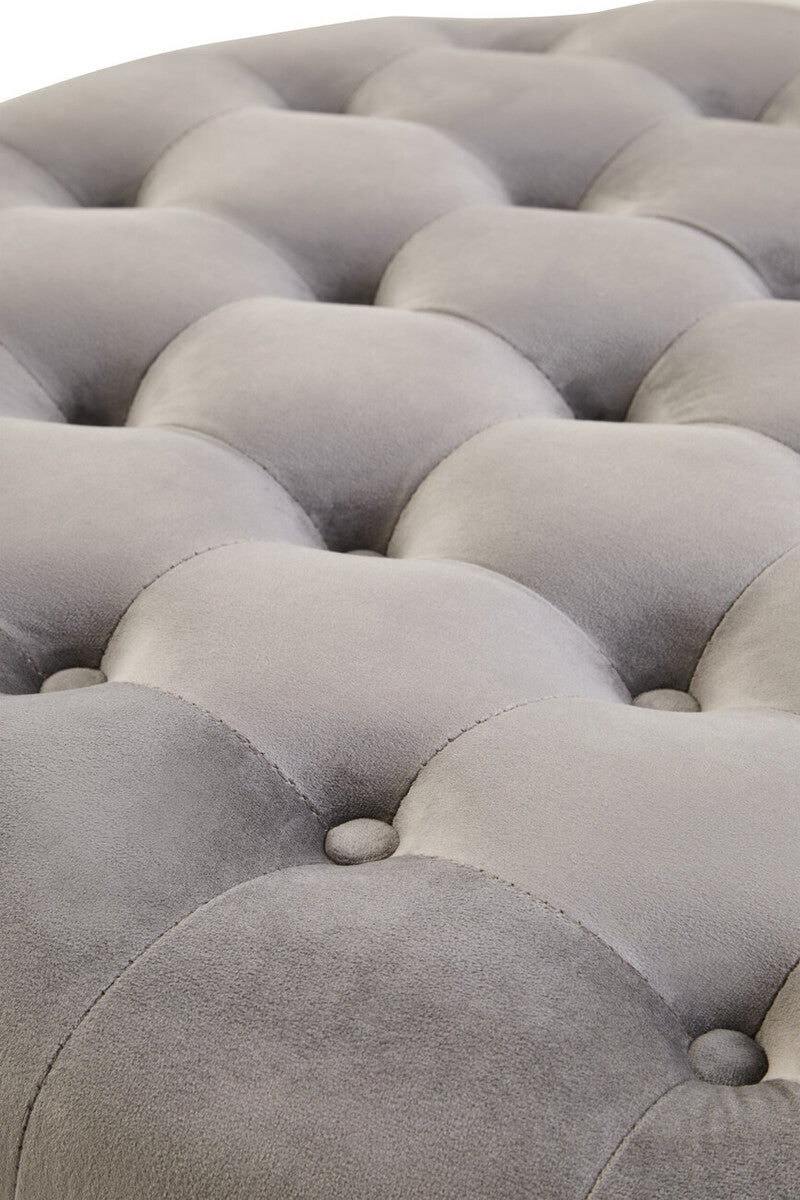 Haley Grey Velvet Round Tufted Footstool - Image 5