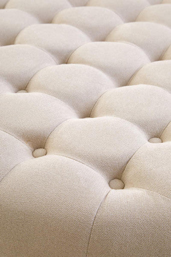 Haley Beige Velvet Round Tufted Footstool - Image 5