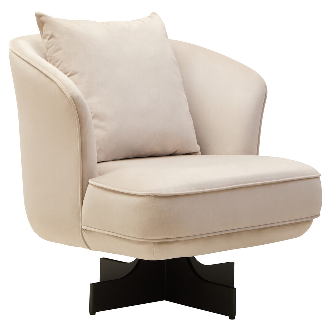 Hale Cream Velvet Swivel Chair - Image 3